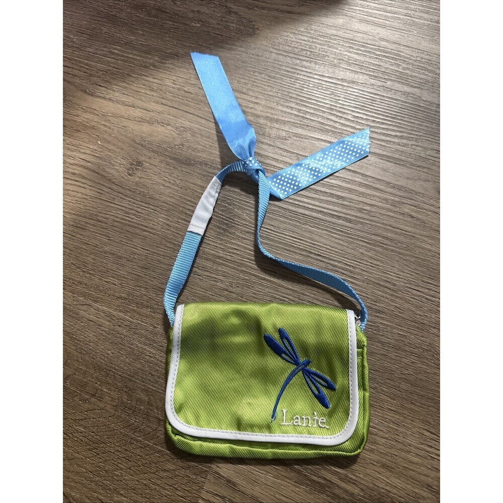 American Girl Doll LANIE's Messenger Laptop Bag Purse Green Crossbody Dragonfly